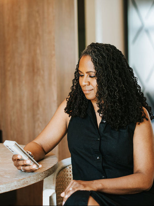 Woman using the Inner Directs Outer app